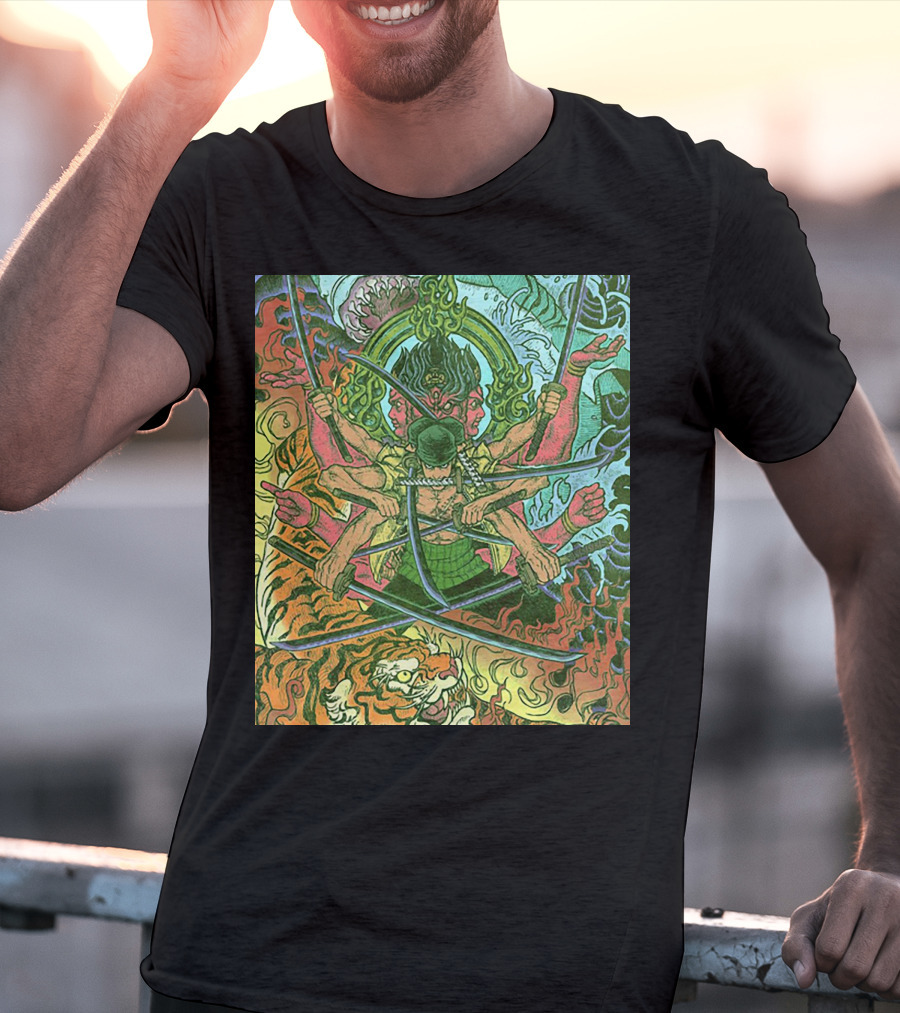 One Piece Roronoa Zoro Asura Concept Colors Of Fury T-Shirt