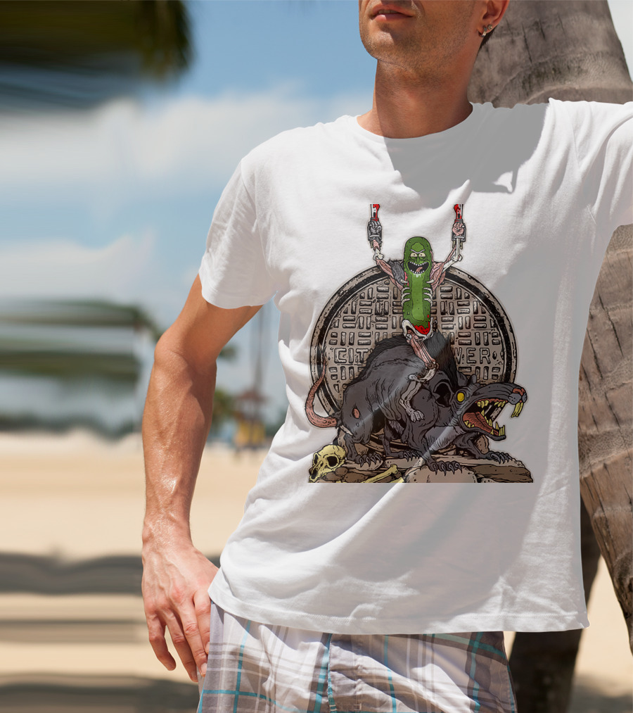 Rick And Morty Pickle Rat City Sewer Power T-Shirt