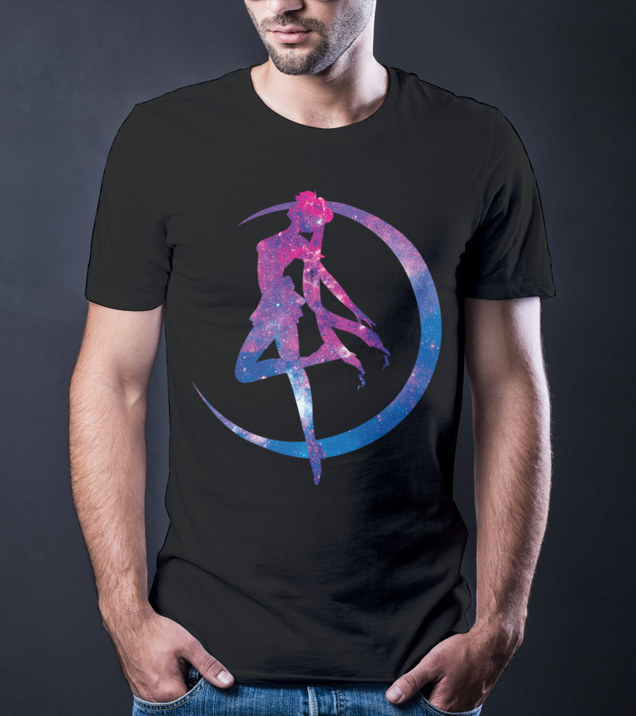 Sailor Moon Galaxy Silhouette Lunar Pose T-Shirt