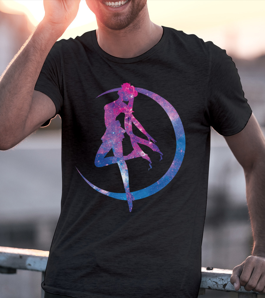 Sailor Moon Galaxy Silhouette Lunar Pose T-Shirt