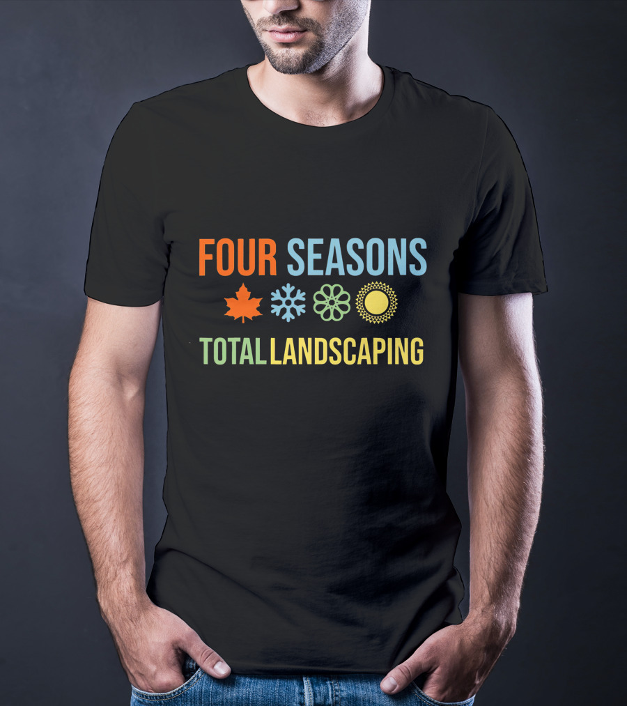 Four Seasons Total Landscaping Autumn Leaf Snowflake Floral Sun T-Shirt
