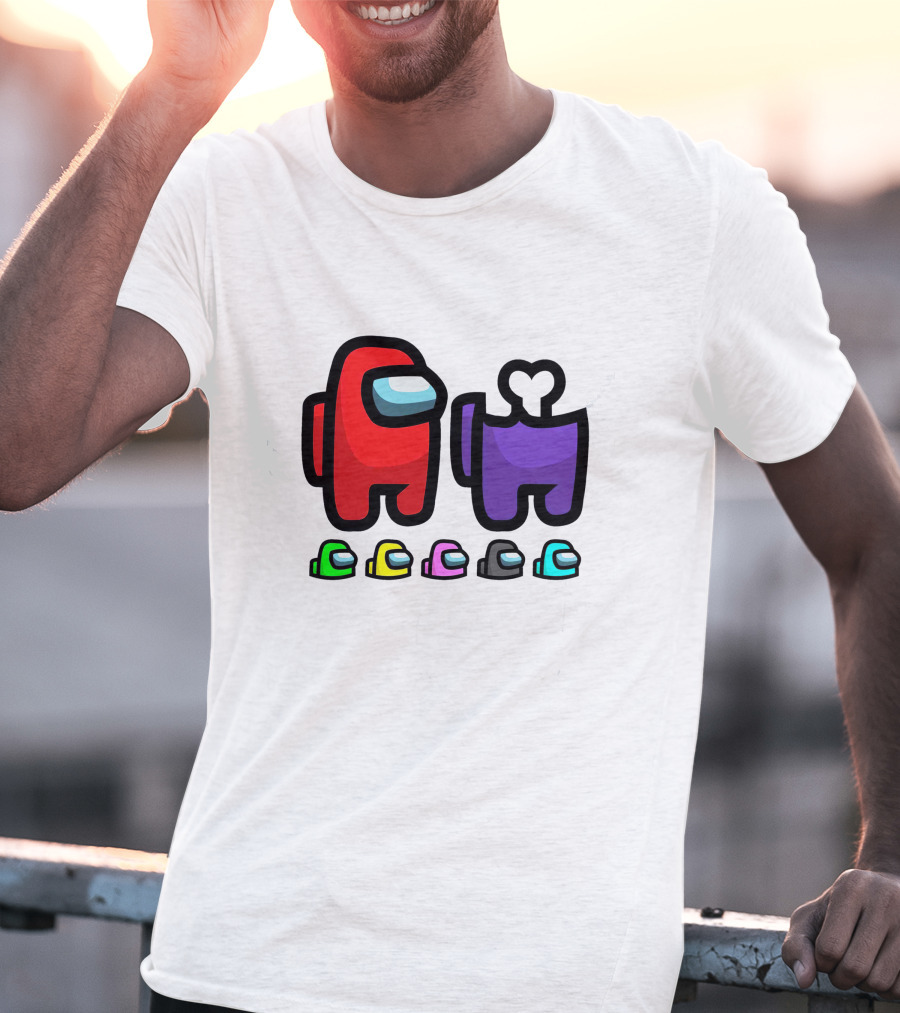 Among Us Crewmates And Dead Body Colors Red Purple Green Blue Yellow Pink Black T-Shirt