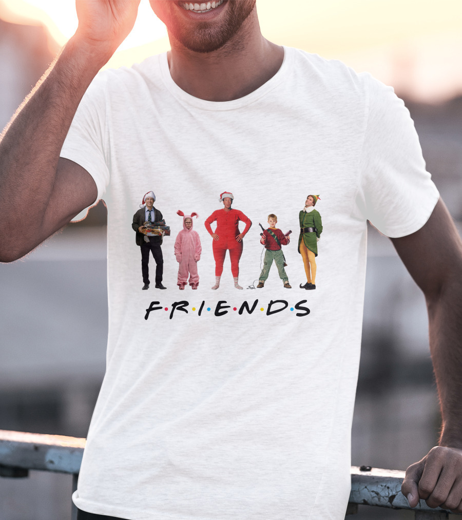 Friends Christmas Santa Bunny Pajamas Elf BB Gun T-Shirt