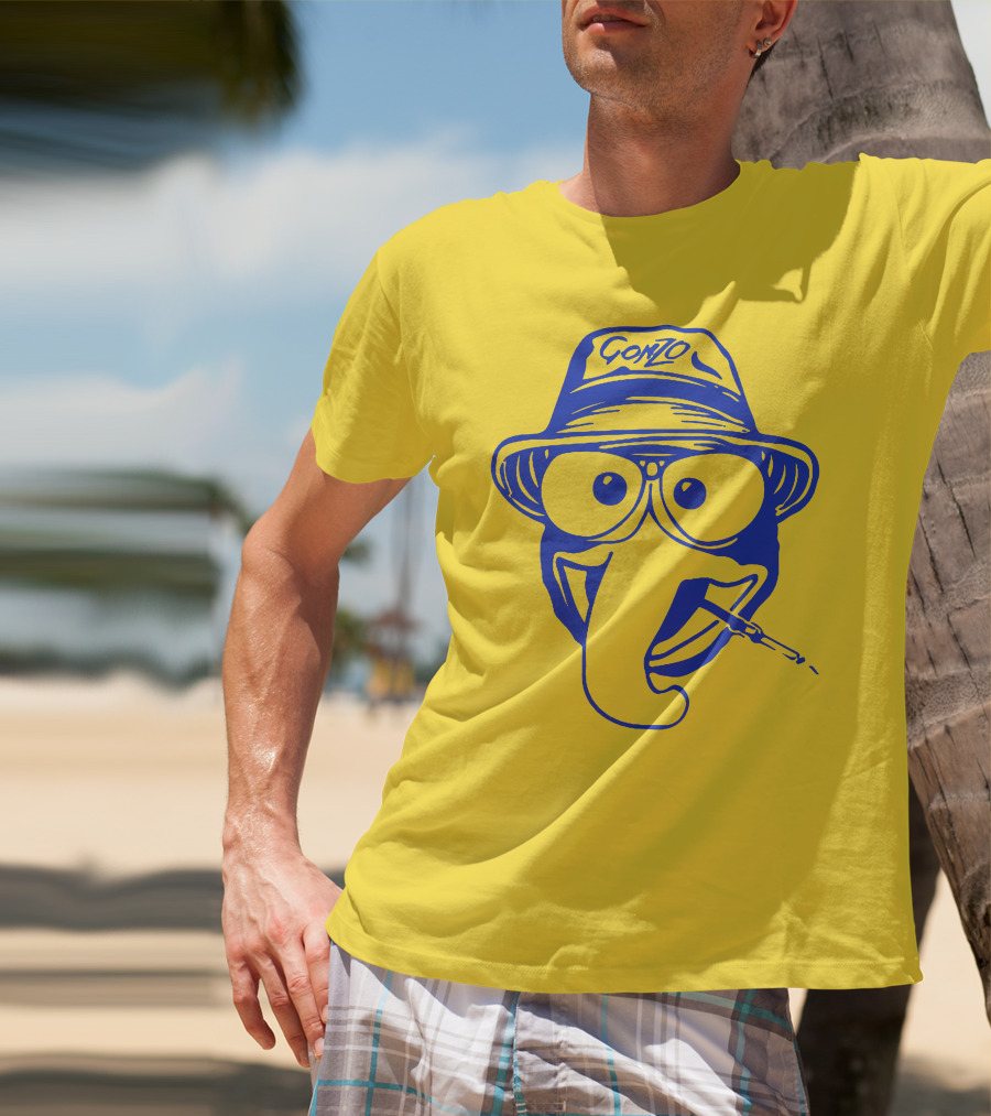 Gonzo Hunter S. Thompson Blue Art With Hat And Cigarette T-Shirt