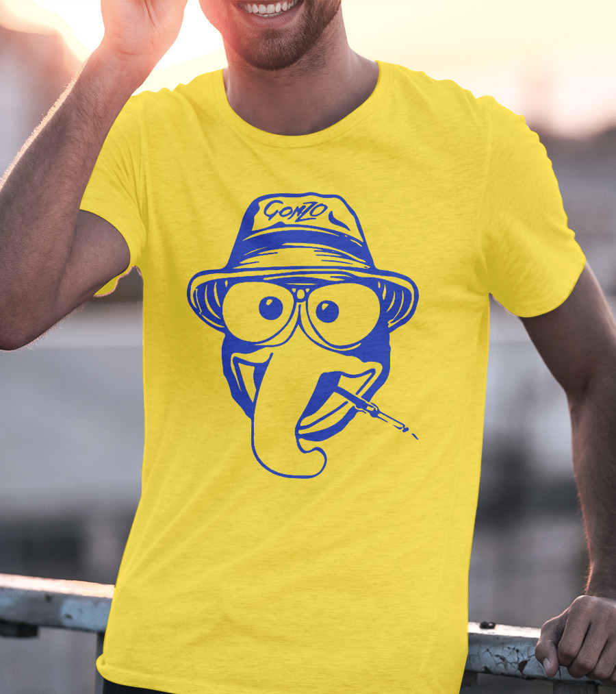 Gonzo Hunter S. Thompson Blue Art With Hat And Cigarette T-Shirt