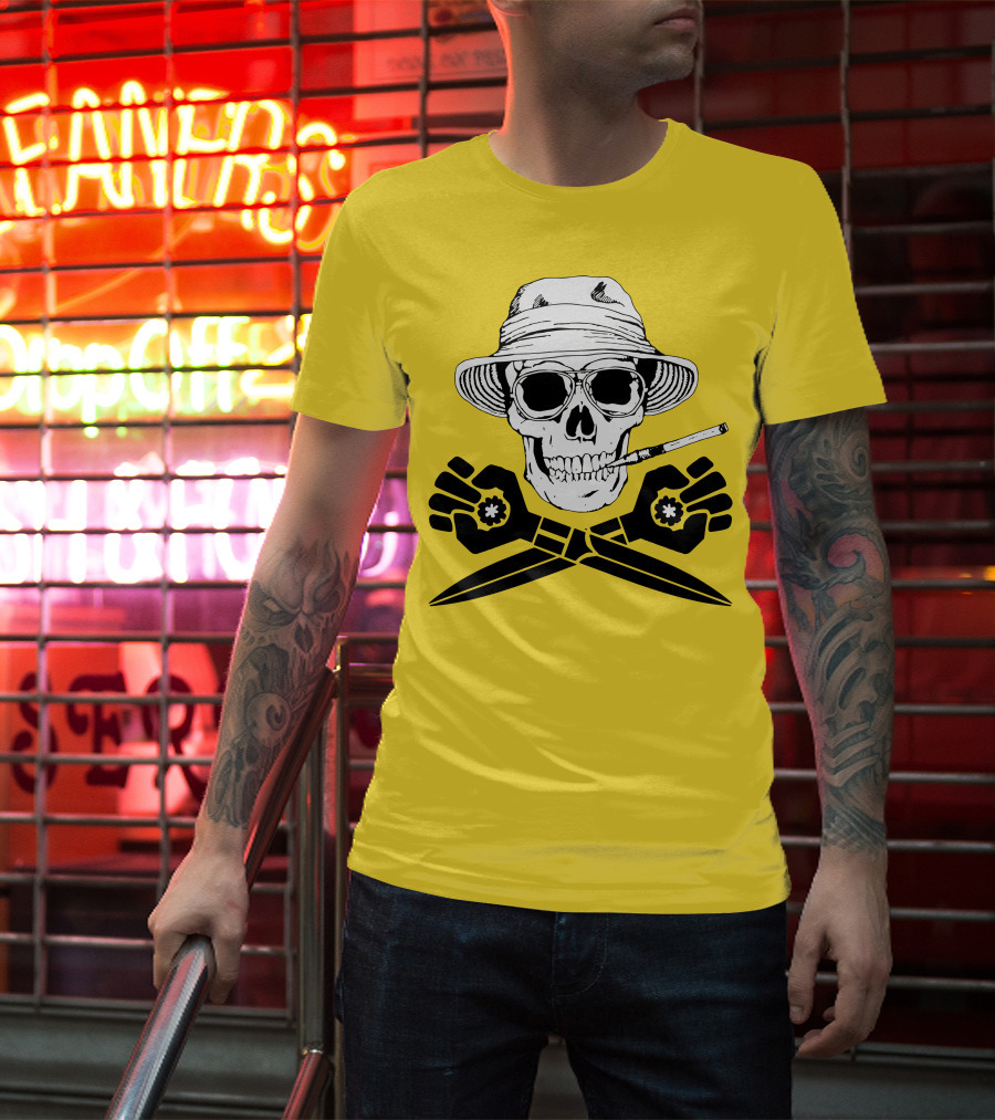 Fear And Loathing Skull With Gonzo Fist And Cigarette T-Shirt
