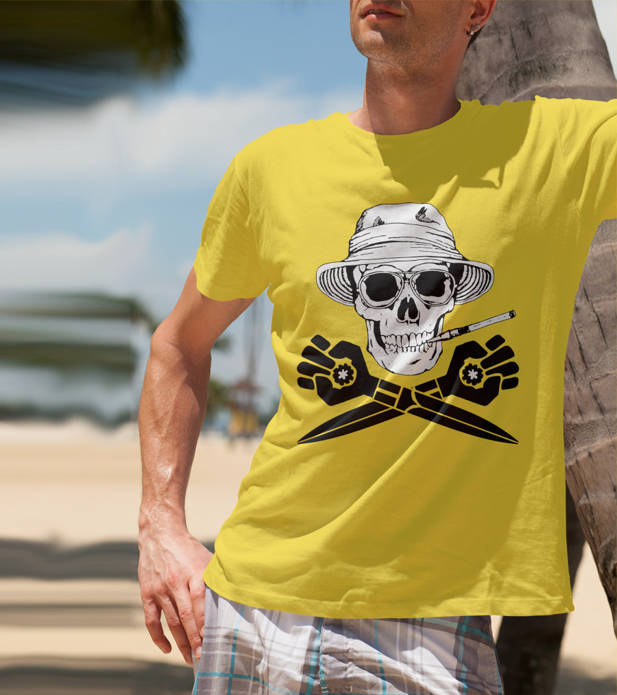 Fear And Loathing Skull With Gonzo Fist And Cigarette T-Shirt