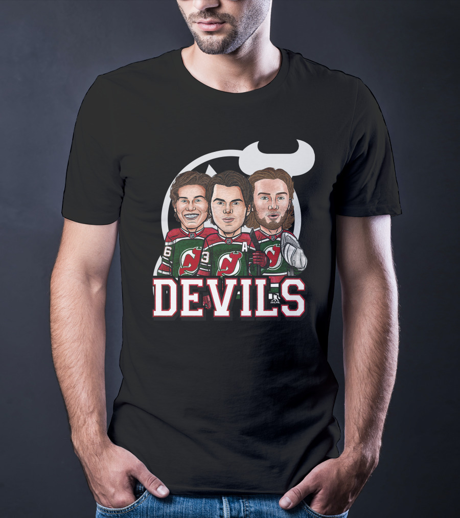 New Jersey Devils Hockey Players Caricature T-Shirt