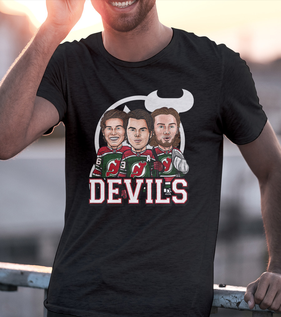 New Jersey Devils Hockey Players Caricature T-Shirt