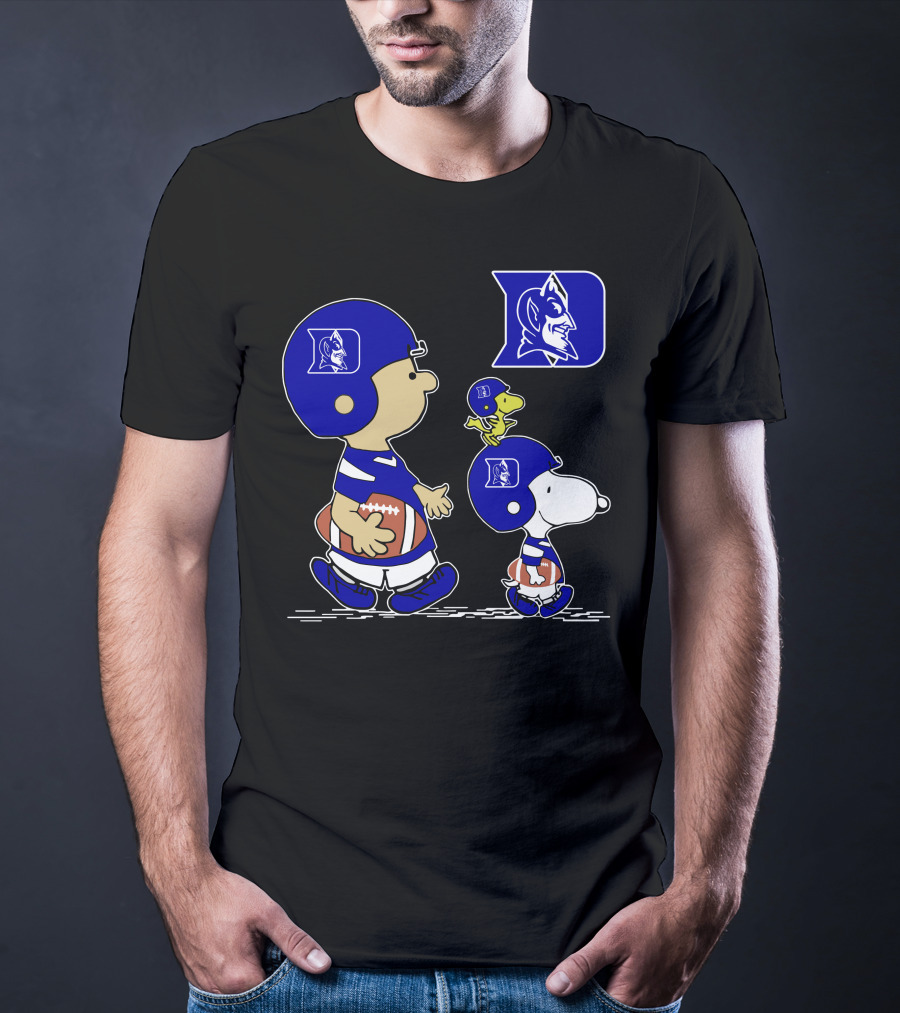 Duke Blue Devils Peanuts Characters Football Helmets T-Shirt