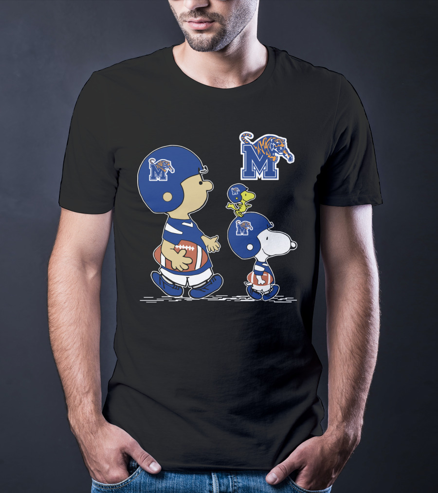 Memphis Tigers Football Peanuts Characters Charlie Brown And Snoopy T-Shirt