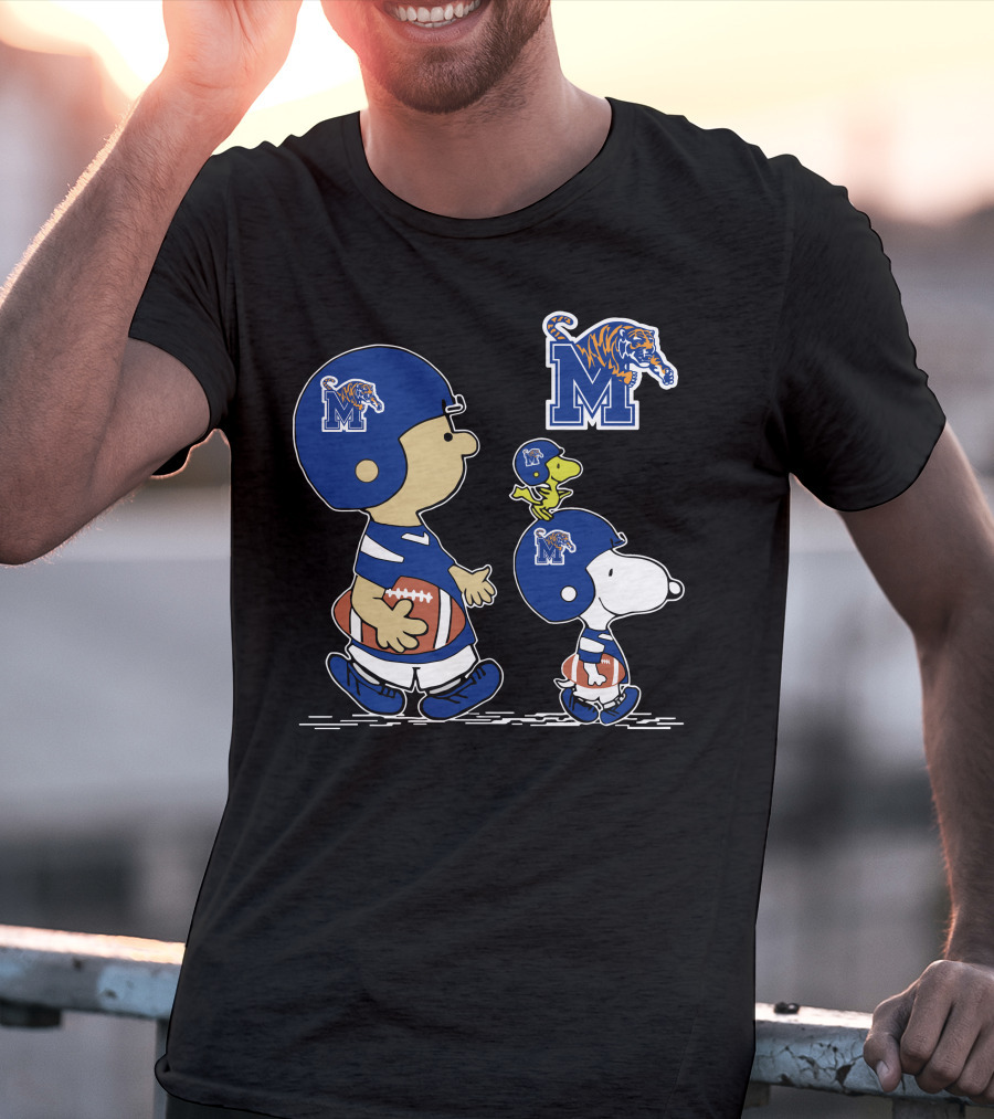 Memphis Tigers Football Peanuts Characters Charlie Brown And Snoopy T-Shirt