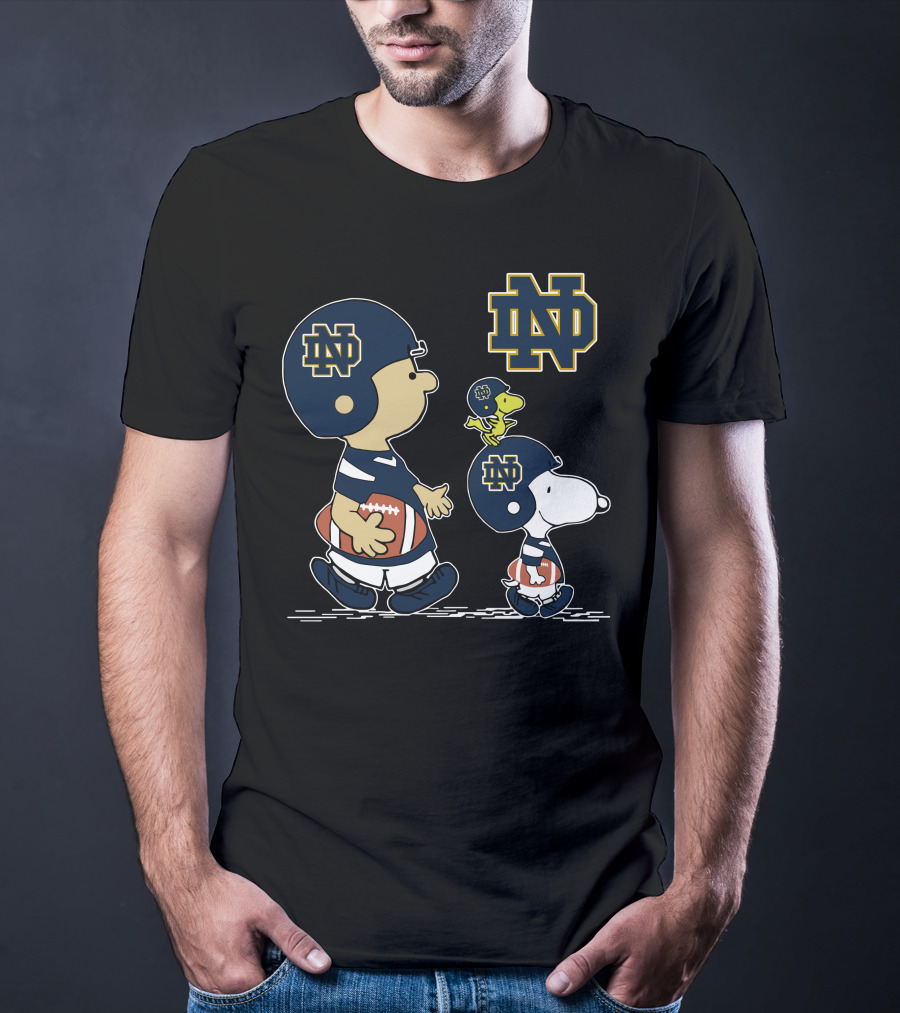 Notre Dame Fighting Irish Peanuts Characters Football Helmets ND T-Shirt