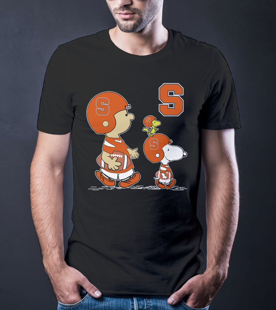 Syracuse Orange Football Peanuts Characters With Helmets T-Shirt