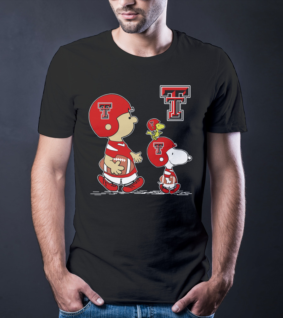 Texas Tech Red Raiders Peanuts Football Characters T-Shirt