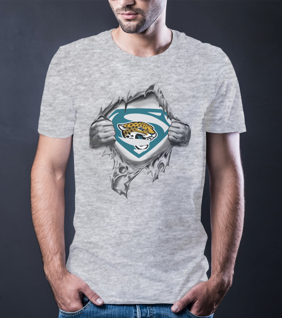 Jacksonville Jaguars Superman Logo Ripped Chest T-Shirt