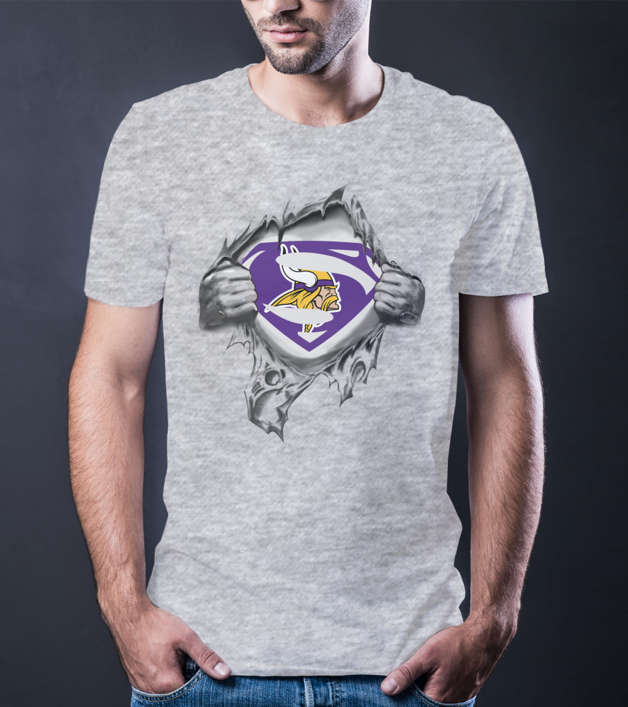 Minnesota Vikings Super Hero Logo Rip T-Shirt
