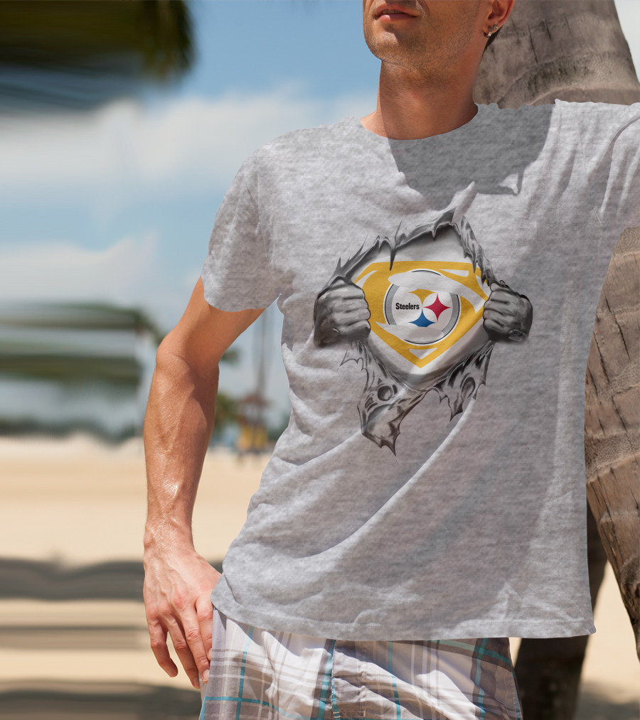 Steelers Logo Superhero Chest Reveal T-Shirt