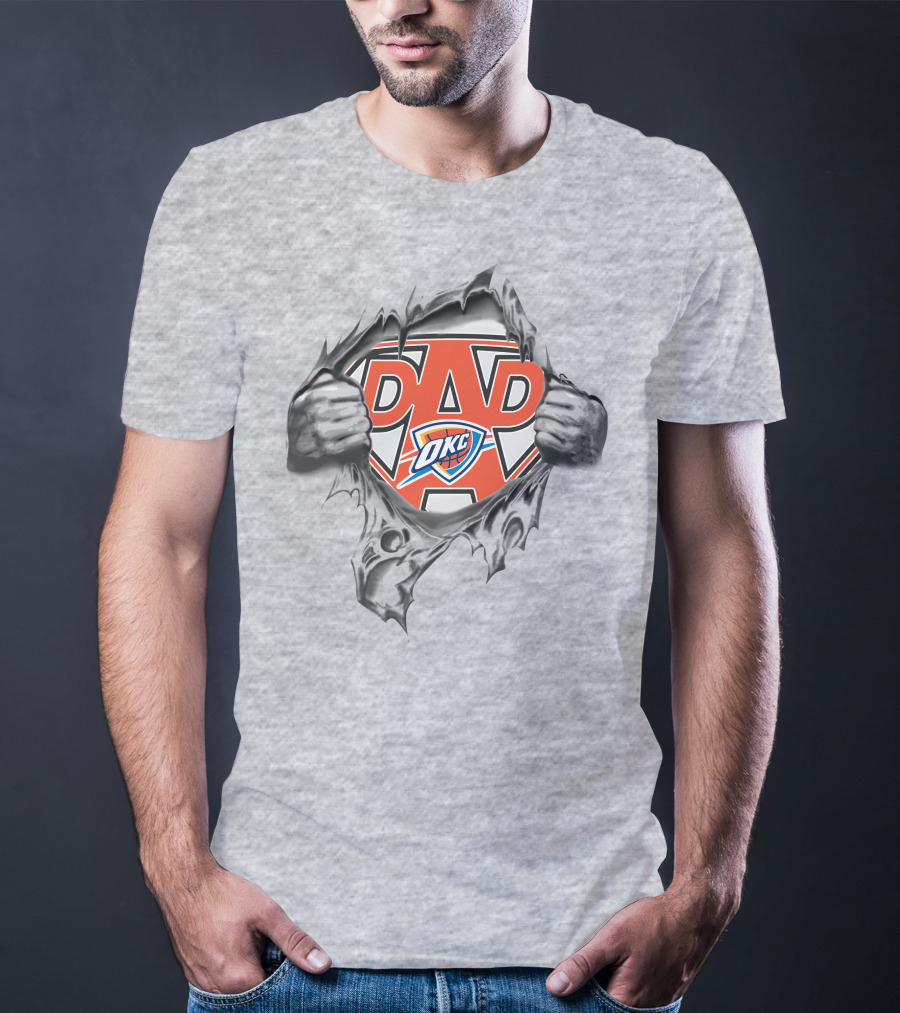 OKC Thunder Dad Superhero Rip T-Shirt