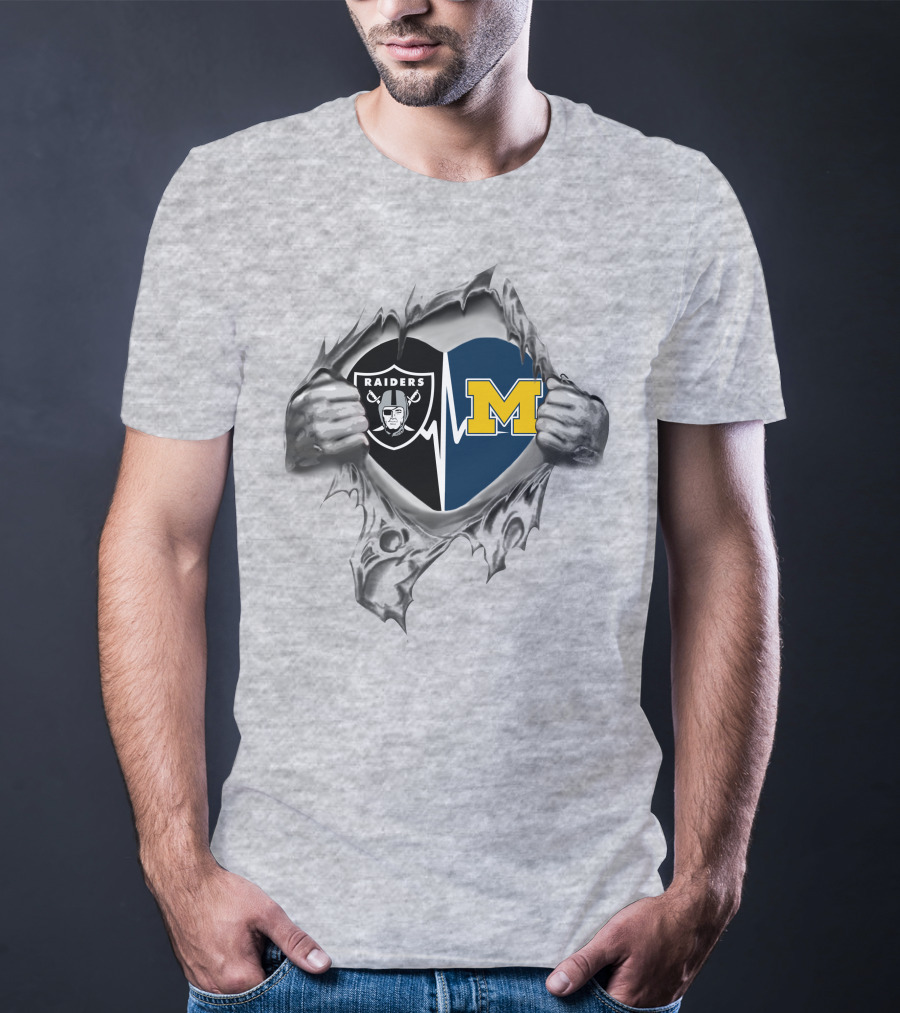 Michigan Wolverines Raiders Heartbeat Rip T-Shirt