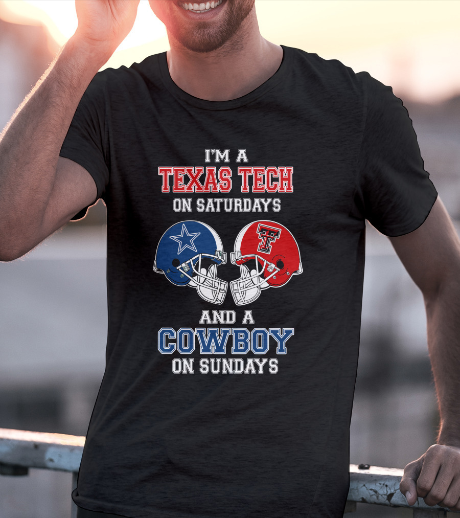 Texas Tech Saturdays Cowboys Sundays Football Helmets T-Shirt