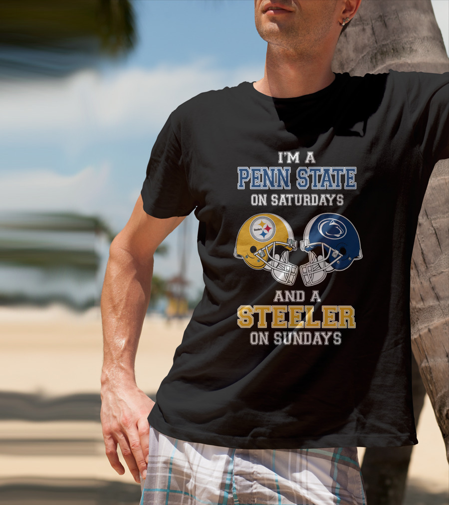 Penn State Saturdays Steelers Sundays Football Helmets T-Shirt