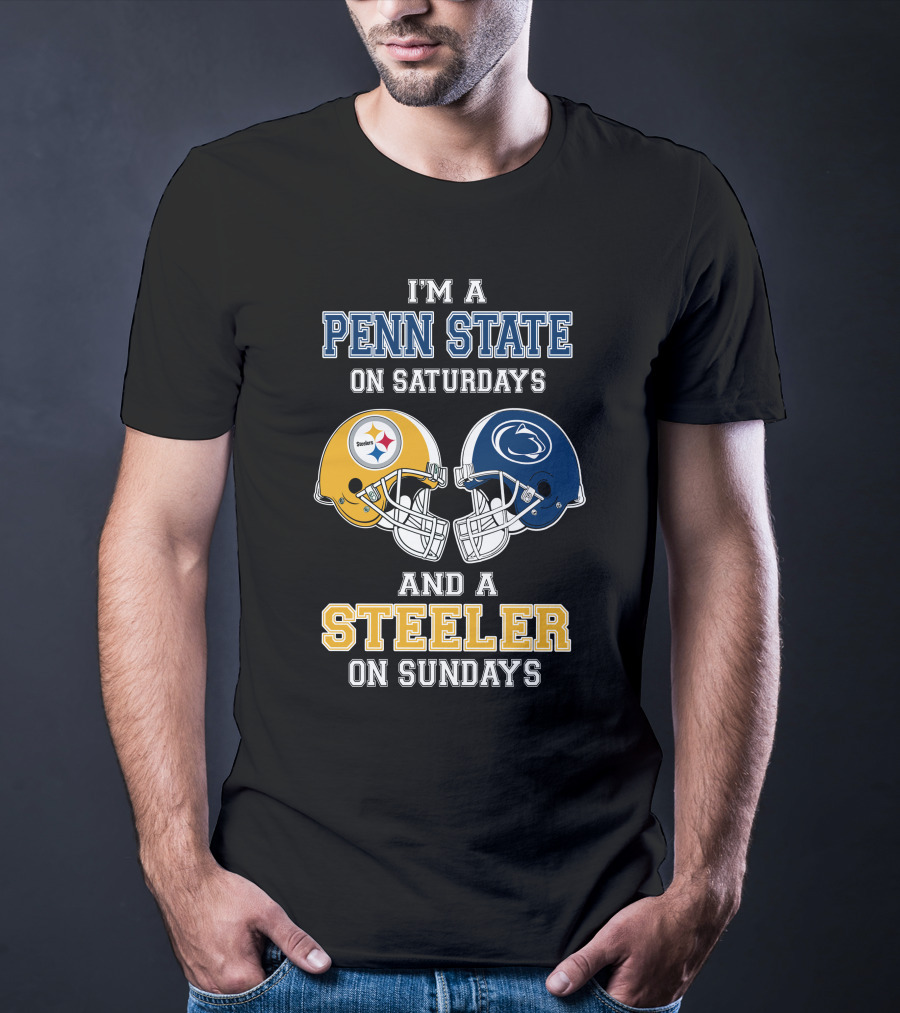 Penn State Saturdays Steelers Sundays Football Helmets T-Shirt