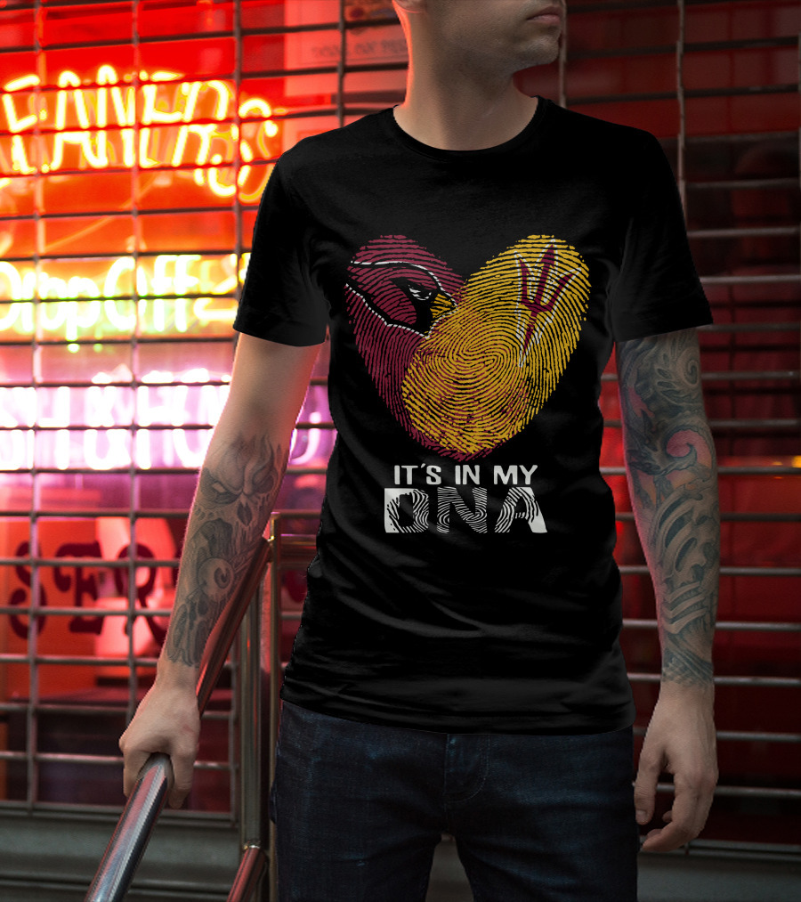 Arizona Cardinals Arizona State It's In My Dna Fingerprint Heart T-Shirt