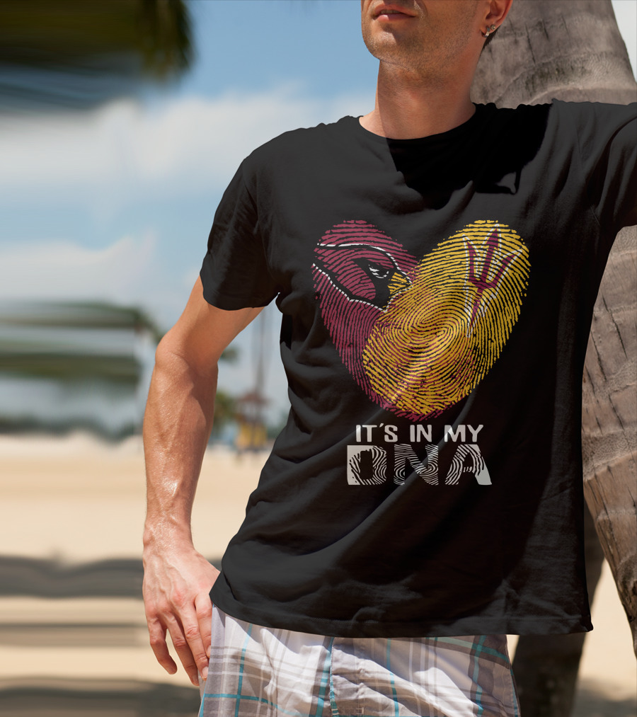 Arizona Cardinals Arizona State It's In My Dna Fingerprint Heart T-Shirt