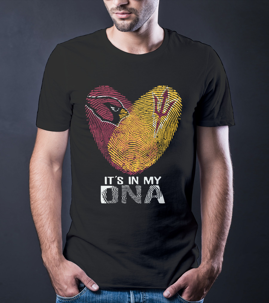 Arizona Cardinals Arizona State It's In My Dna Fingerprint Heart T-Shirt