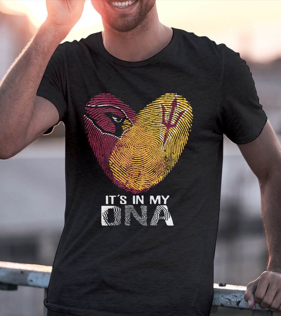 Arizona Cardinals Arizona State It's In My Dna Fingerprint Heart T-Shirt