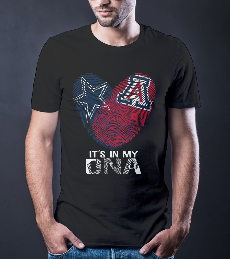 Cowboys Arizona Wildcats It's In My DNA Fingerprint Heart T-Shirt