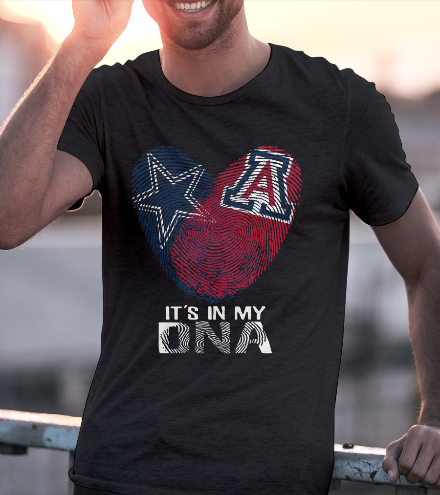 Cowboys Arizona Wildcats It's In My DNA Fingerprint Heart T-Shirt