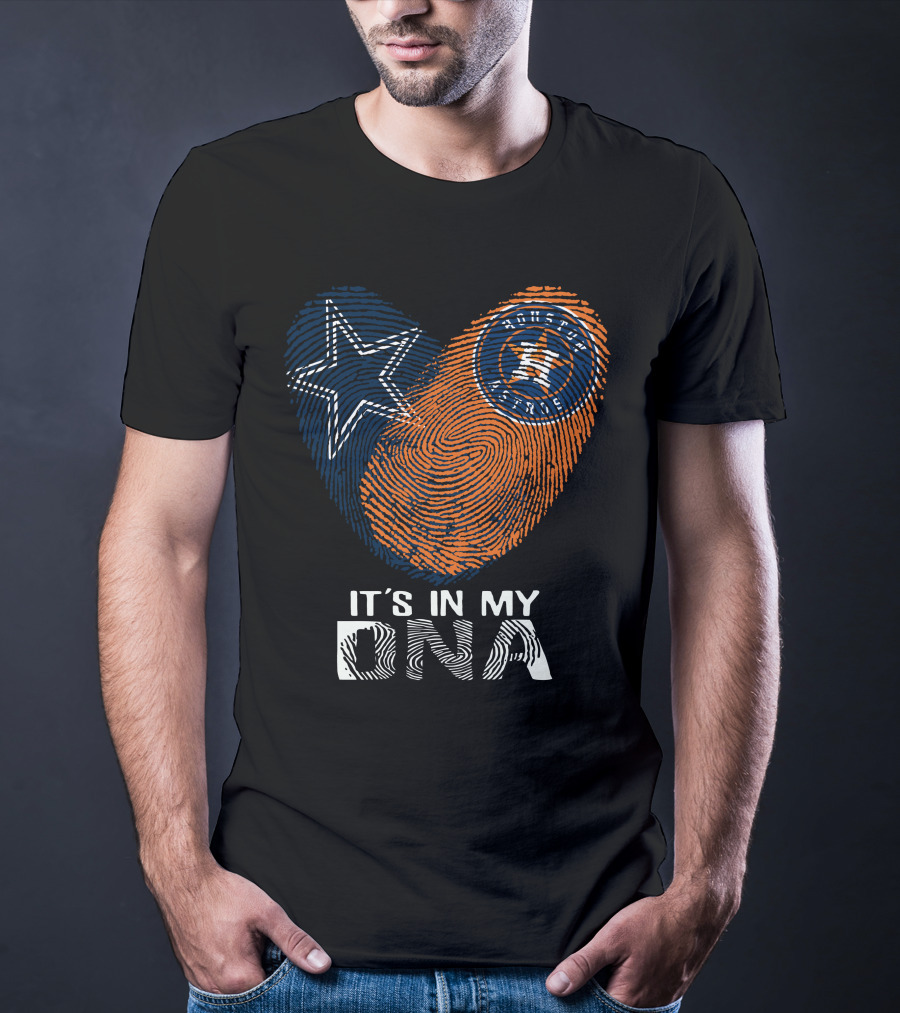 Cowboys Houston Astros Star Fingerprint It's In My DNA T-Shirt