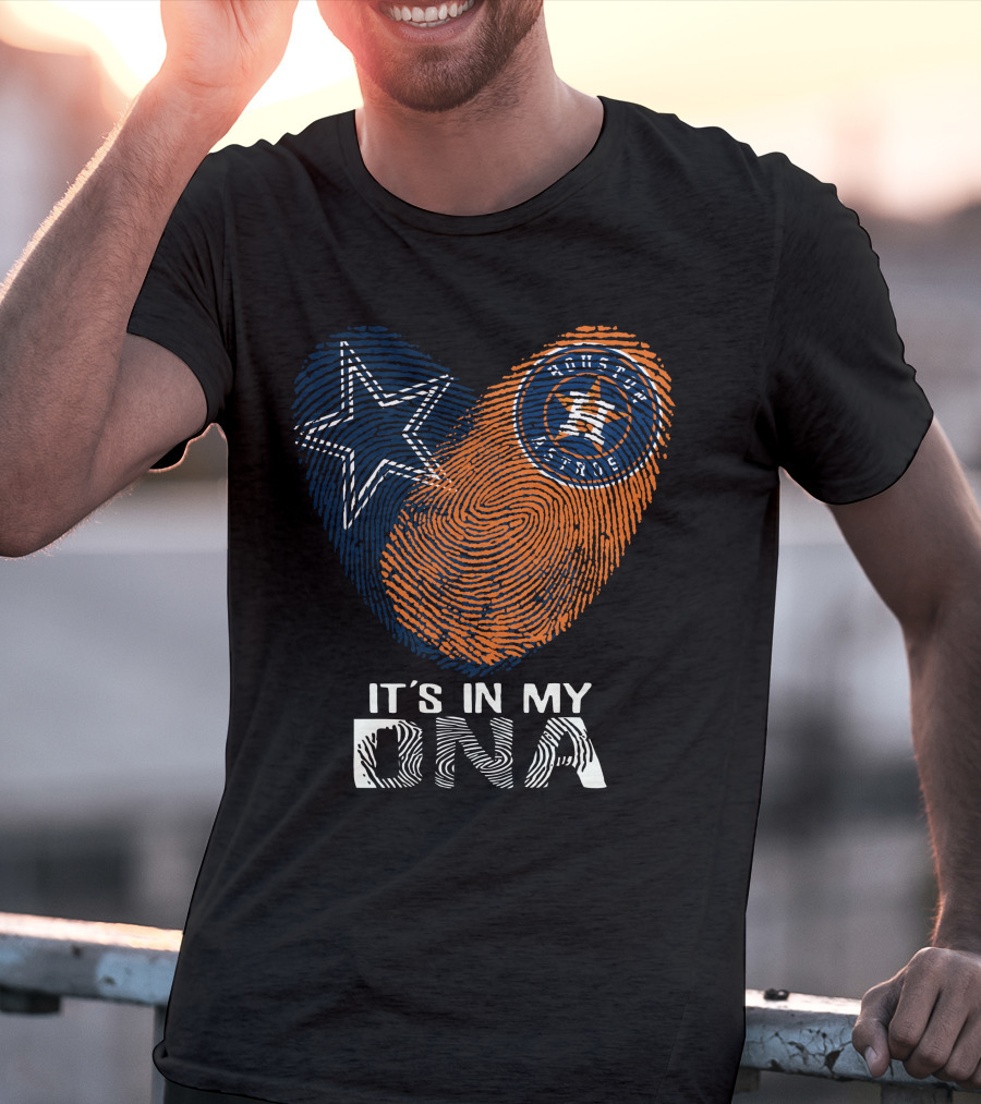 Cowboys Houston Astros Star Fingerprint It's In My DNA T-Shirt