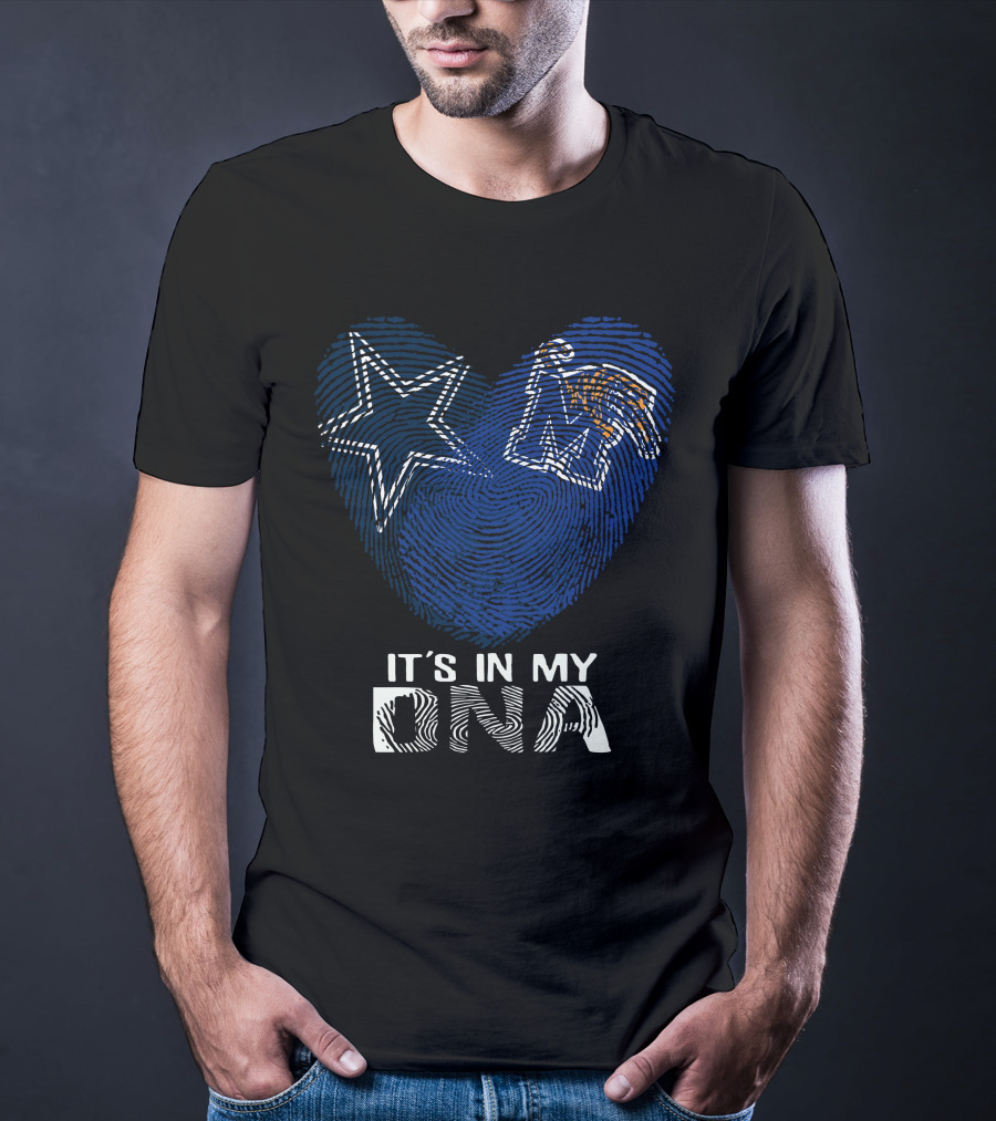 Cowboys Memphis Tigers It's In My DNA Fingerprint Heart With Star And Tiger T-Shirt