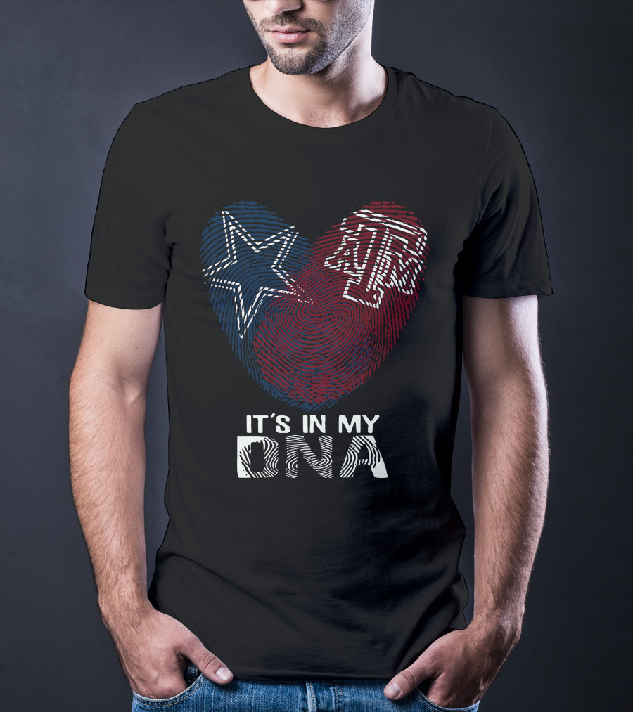 It's In My DNA Cowboys Texas A&M Aggies Star Logo Fingerprint T-Shirt
