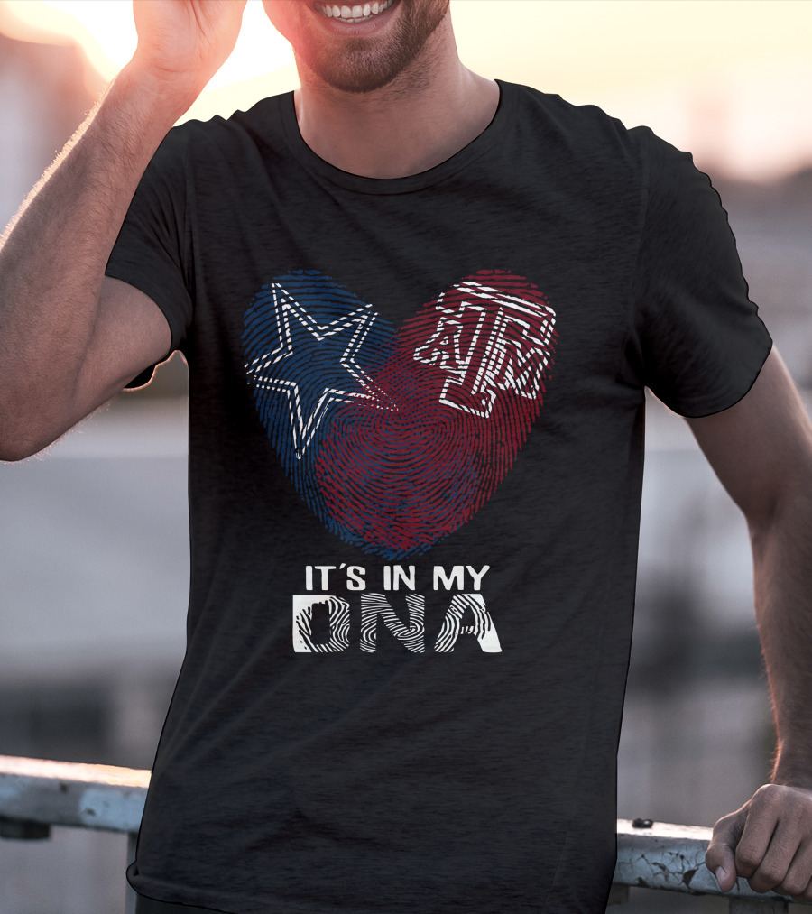 It's In My DNA Cowboys Texas A&M Aggies Star Logo Fingerprint T-Shirt