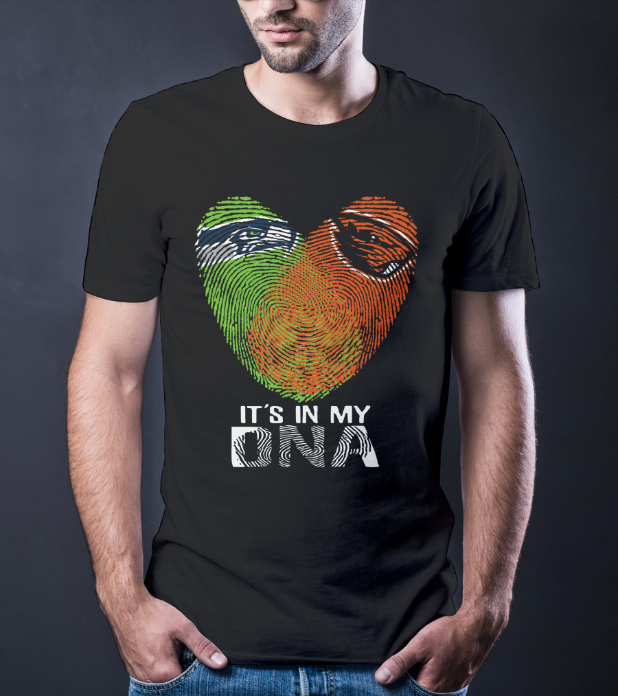 Seahawks Beavers It's In My DNA Heart Fingerprint T-Shirt