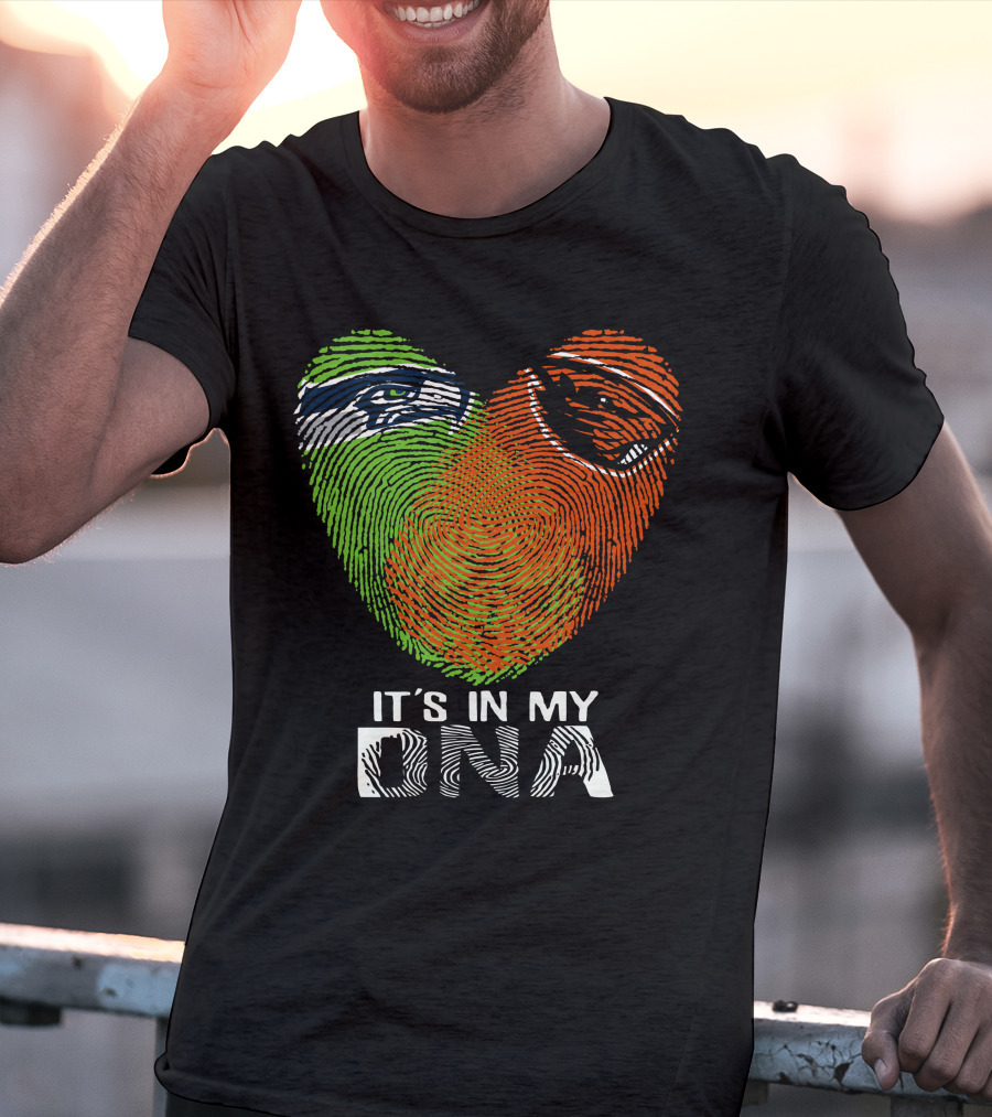 Seahawks Beavers It's In My DNA Heart Fingerprint T-Shirt