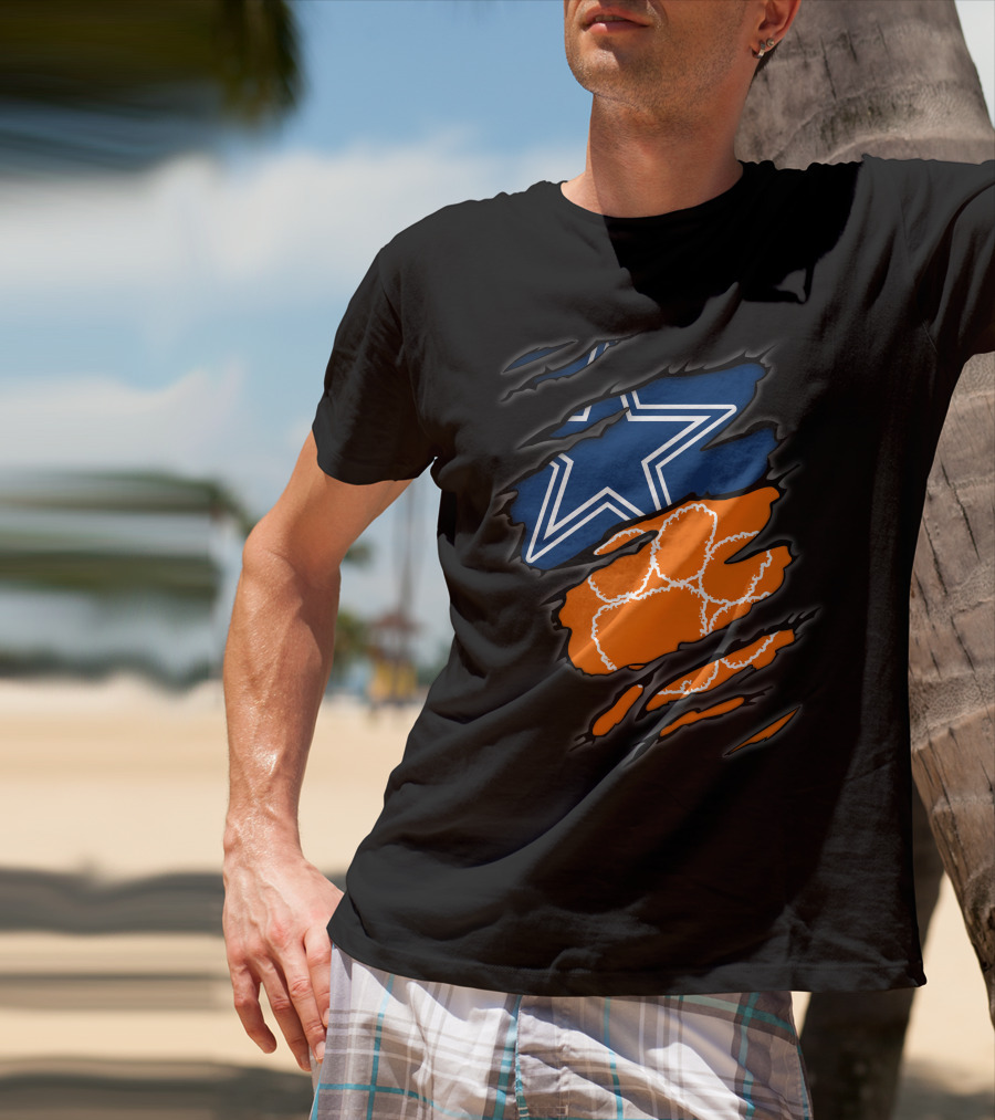 Dallas Cowboys Clemson Tigers Paw Claw Marks T-Shirt