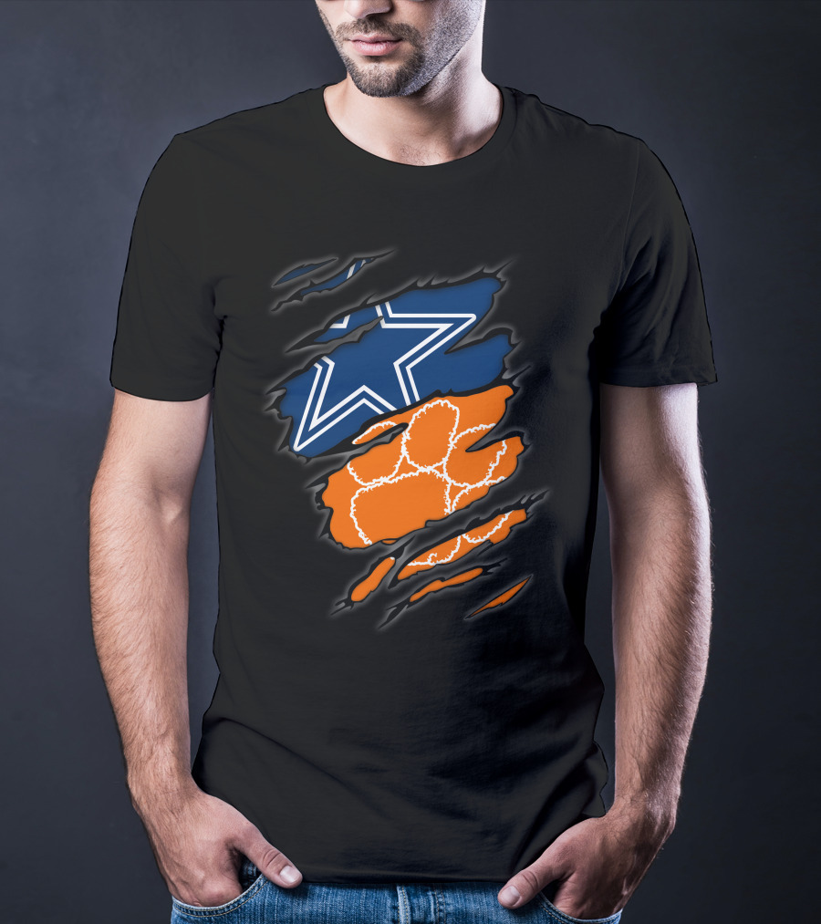 Dallas Cowboys Clemson Tigers Paw Claw Marks T-Shirt
