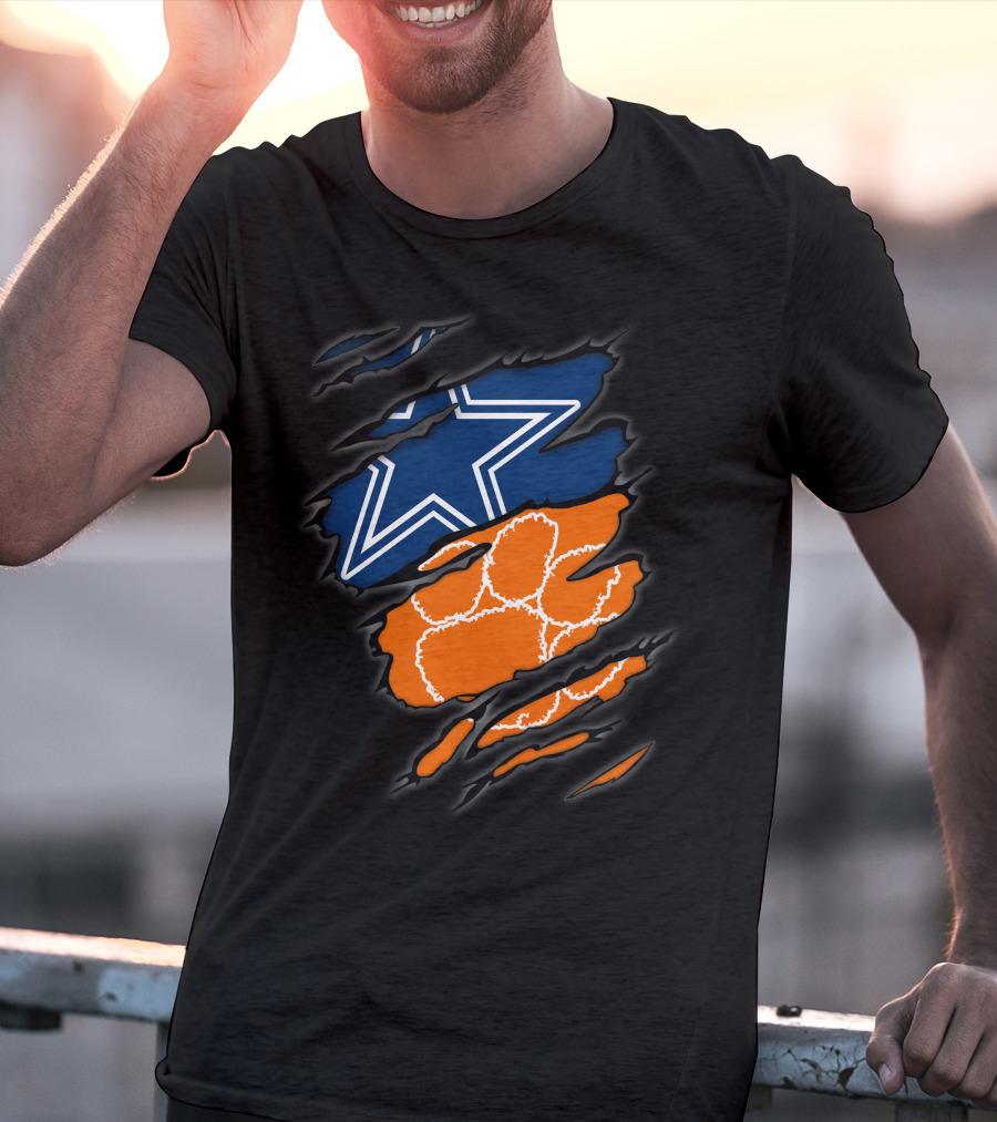 Dallas Cowboys Clemson Tigers Paw Claw Marks T-Shirt