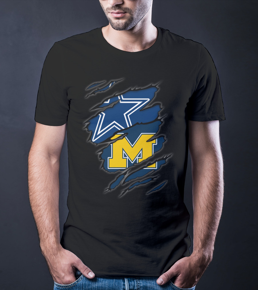 Cowboys Dallas Star Michigan Wolverines M Logo Combo T-Shirt