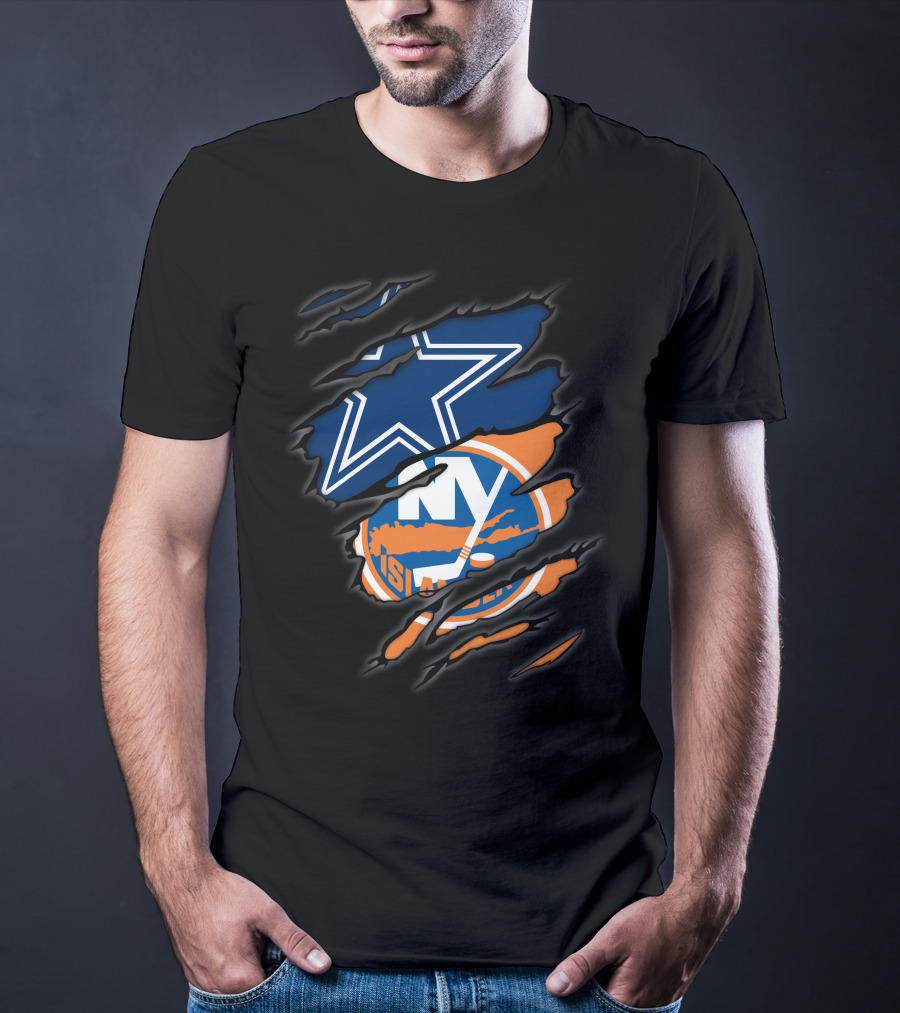 Cowboys And New York Islanders Logo Mashup T-Shirt