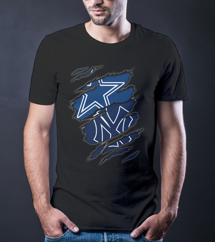 Cowboys New York Yankees Star And NY Logo Fusion T-Shirt
