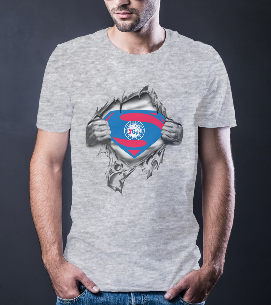 76Ers Superman Philadelphia Logo Shield T-Shirt