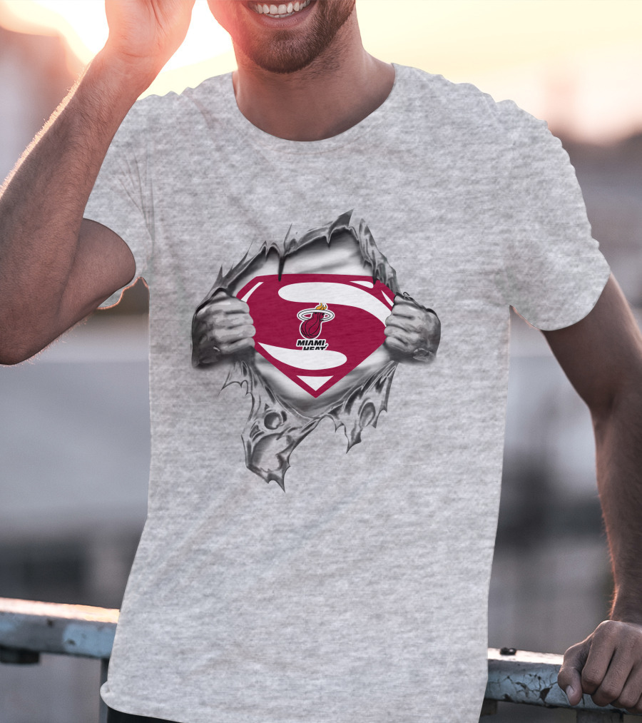 Superman Miami Heat Logo Hero Villain T-Shirt