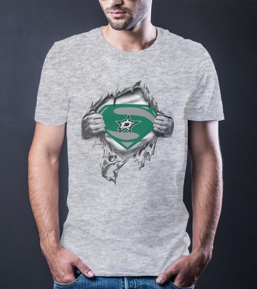 Dallas Stars Superman Logo Torn Reveal T-Shirt