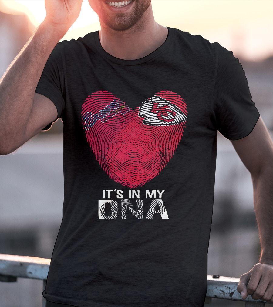 Atlanta Braves Chiefs Fingerprint Heart It's In My Dna T-Shirt